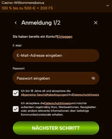 AtlanticAce Casino Registrierung